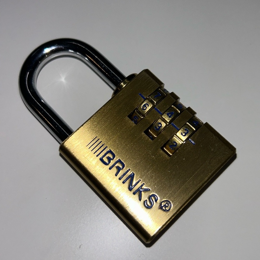 Brinks Solid Brass 3 digit Resettable Padlock